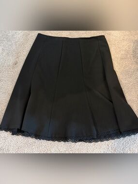 George Black A-Line Skirt with Lace Hem